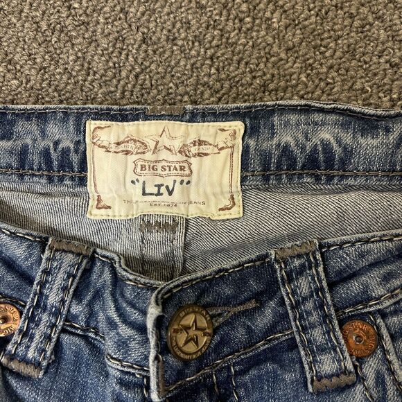 Big Star LIV Jeans Womens 30XXL Blue Low Rise Boot Cut Distressed 30 XXL - Picture 4 of 13